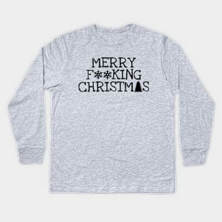 Rude Merry Fucking Christmas Antisocial Xmas Kids Long Sleeve T-Shirt